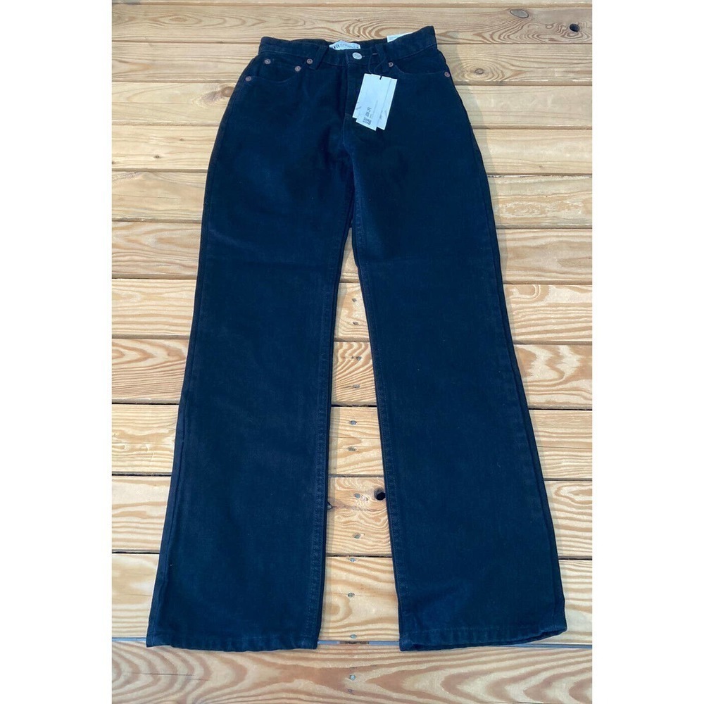 Nwt Zara Hi Rise Straight Leg Jeans Size 32 Women’s Black Msrp $45.90